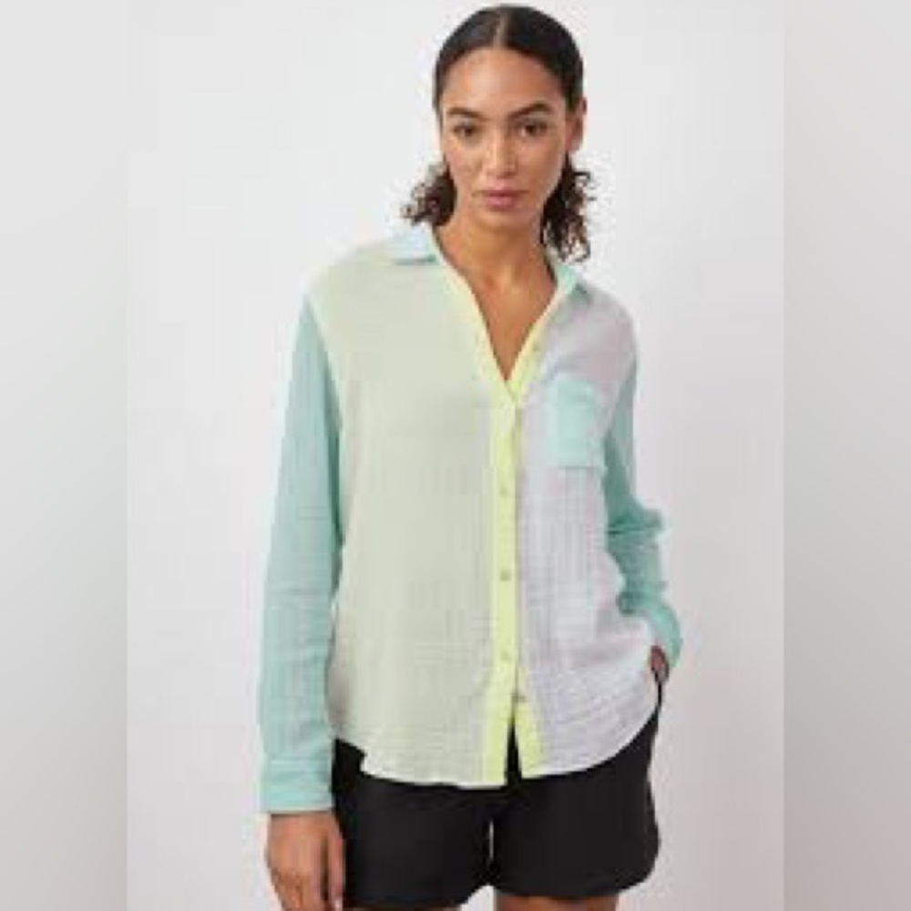 Rails Nwt Ellis Mint Color Block Long Sleeve Butt… - image 7
